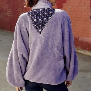 Free People Movement Wild and Free Purple Fleece Zip Jacket Oversized
